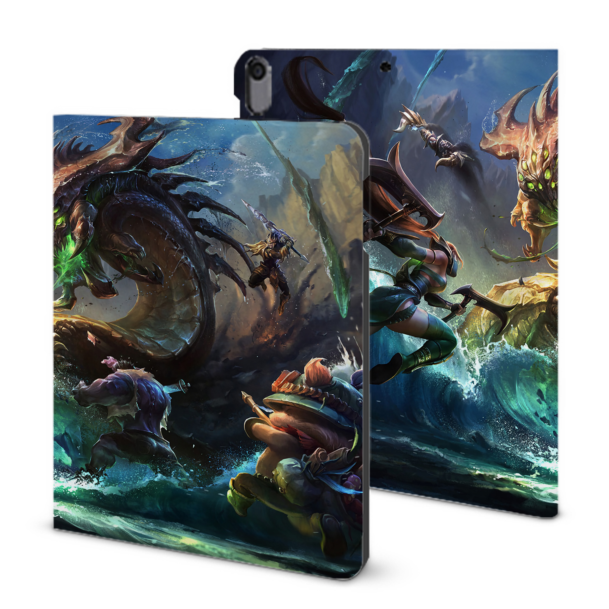 （画像用） リーグ・オブ・レジェンド League of Legends LOL IPad ケース ブック型 PUレザー TPU 耐衝撃 軽量 薄型 ペン収納なし 全面保護 IPad 各モデル対応